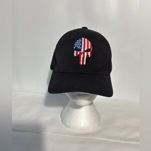 FlexFit Punisher American Flag Snapback Trucker Hat Black Size L/XL
